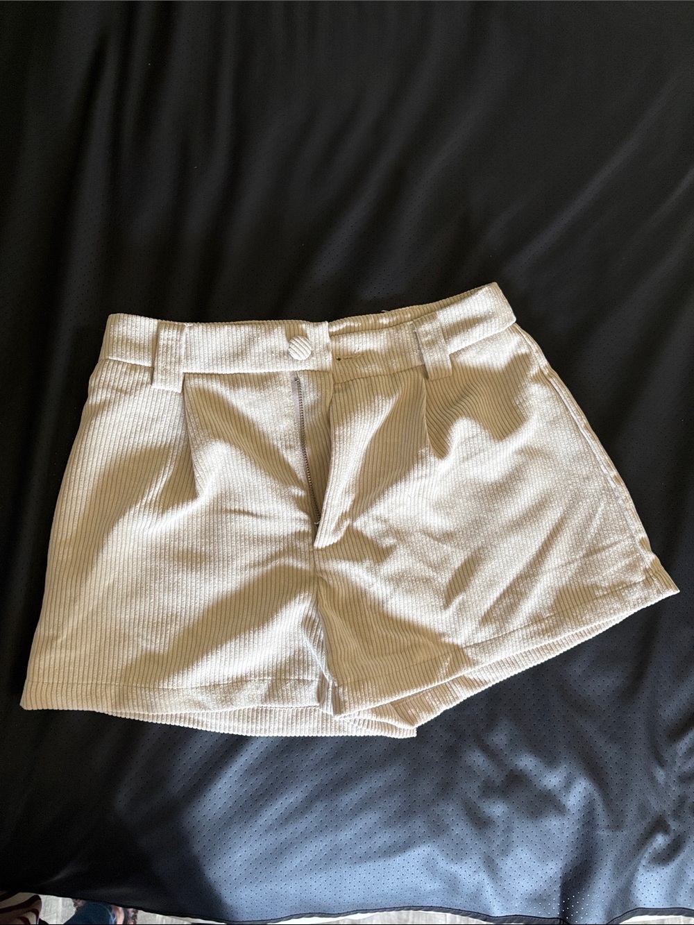 SHEIN Cream High Waist Corduroy Shorts